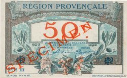 50 Centimes Spécimen FRANCE Regionalismus und verschiedenen Alais, Arles, Avignon, Gap, Marseille, Nîmes, Toulon 1918 JP.102.02 fST