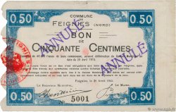 50 Centimes Annulé FRANCE regionalismo y varios Feignies 1914 JP.59-0934
