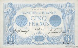 5 Francs BLEU FRANCIA  1915 F.02.28 EBC