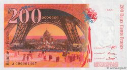200 Francs EIFFEL Petit numéro FRANCE  1995 F.75.01A UNC-