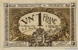 1 Franc MONACO  1920 P.04b fVZ