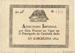 100 Pesetas SPANIEN Barcelona 1814 P.- fVZ