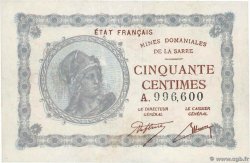 50 Centimes MINES DOMANIALES DE LA SARRE Grand numéro FRANCE  1920 VF.50.01