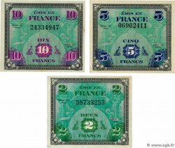 2, 5 et 10 Francs DRAPEAU Lot FRANCE  1944 VF.16.01, VF.17.01 et VF.18.01 TTB