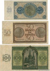 25, 50 et 100 Pesetas Lot ESPAÑA  1936 P.099a, P.100a et P.101a MBC