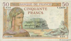 50 Francs CÉRÈS modifié  FRANCIA  1940 F.18.42