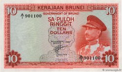 10 Ringgit - 10 Dollars BRUNEI  1967 P.03a SUP