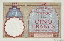 5 Francs MOROCCO  1922 P.23Aa