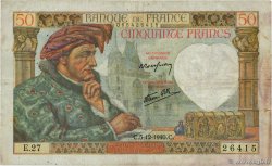 50 Francs JACQUES CŒUR FRANCE  1940 F.19.04 TB