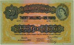 20 Shillings - 1 Pound EAST AFRICA  1955 P.35 AU