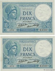 10 Francs MINERVE Lot FRANCIA  1932 F.06.16 SPL+