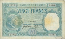 20 Francs BAYARD FRANCE  1917 F.11.02 B+