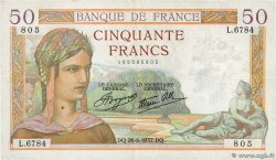 50 Francs CÉRÈS modifié FRANCE  1937 F.18.02 TB