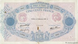 500 Francs BLEU ET ROSE modifié FRANCE  1937 F.31.04 TB