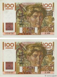 100 Francs JEUNE PAYSAN Consécutifs FRANKREICH  1950 F.28.28