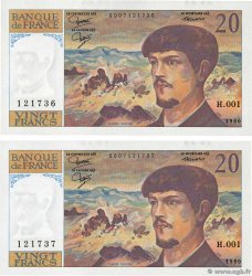 20 Francs DEBUSSY Consécutifs FRANCE  1980 F.66.01 UNC-