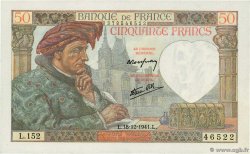 50 Francs JACQUES CŒUR FRANCE  1941 F.19.17 AU