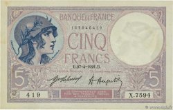 5 Francs FEMME CASQUÉE FRANCE  1921 F.03.05