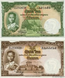 10 et 20 Baht Lot THAILAND  1953 P.076d et P.77d