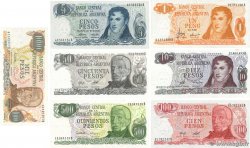 1, 5, 10, 50, 100, 500, 1000 Pesos Lot ARGENTINA  1976 P.287, P.294, P.295, P.301, P.302a, P.303c et P.304d