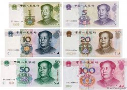 1 au 100 Yuan Lot CHINE  1999 P.0895-898-899-901-903-907 SUP à SPL