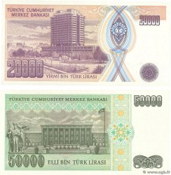 20000 et 50000 Lira Lot TURKEY  1995 P.202, P.204 UNC