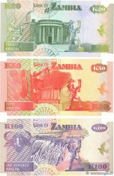 20, 50 et 100 Kwacha Lot ZAMBIA  2003 P.36a, P.37c, P.38d FDC