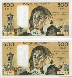 500 Francs PASCAL Consécutifs FRANCE  1992 F.71.49 SPL