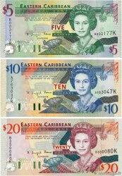 5, 10 et 20 Dollars Lot EAST CARIBBEAN STATES  1994 P.31k, P.32k et P.33k