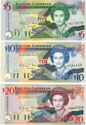 5, 10 et 20 Dollars Lot EAST CARIBBEAN STATES  1994 P.31v, P.32v et P.33v UNC-