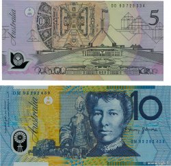 5 et 10 Dollars Lot AUSTRALIA  1993 P.50c et P.52a SPL+