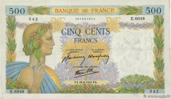 500 Francs LA PAIX FRANCE  1942 F.32.35 pr.SUP