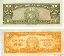 20 et 50 Pesos Lot CUBA  1958 P.080b et P.081b SPL