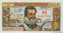 50 NF sur 5000 Francs HENRI IV FRANCIA  1959 F.54.02 q.AU