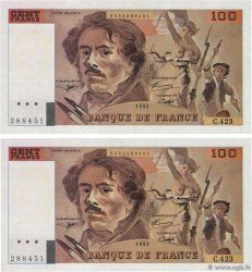 100 Francs DELACROIX 442-1 & 442-2 Faux FRANCE  1994 F.69ter.01cx SPL