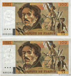 100 Francs DELACROIX Consécutifs FRANCE  1978 F.68.03 pr.SUP