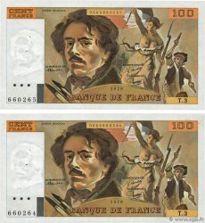 100 Francs DELACROIX Consécutifs FRANCE  1978 F.68.03 XF