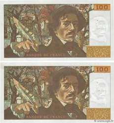 100 Francs DELACROIX Consécutifs FRANCIA  1978 F.68.03 EBC