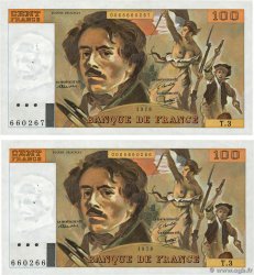 100 Francs DELACROIX Consécutifs FRANKREICH  1978 F.68.03 VZ