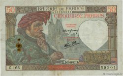 50 Francs JACQUES CŒUR FRANCE  1942 F.19.19