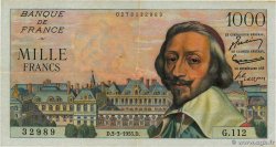 1000 Francs RICHELIEU FRANCE  1955 F.42.11 VF+