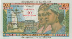 10 NF sur 500 Francs Pointe à Pitre ÎLE DE LA RÉUNION  1971 P.54b pr.NEUF