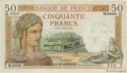 50 Francs CÉRÈS modifié FRANCIA  1938 F.18.17 q.BB