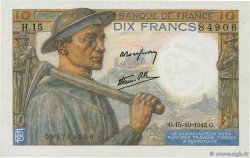 10 Francs MINEUR FRANCE  1942 F.08.04 AU+