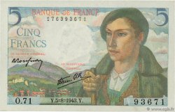 5 Francs BERGER FRANCIA  1943 F.05.03 FDC