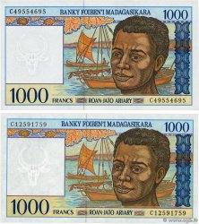 1000 Francs - 200 Ariary Lot MADAGASCAR  1994 P.076a NEUF