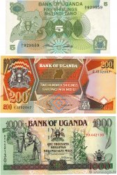 5, 200 et 1000 Shillings Lot UGANDA  1998 P.15, P.32b et P.36d FDC