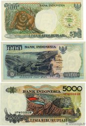 500, 100 et 5000 Rupiah Lot INDONÉSIE  1993 P.128b, P.129c et P.130c NEUF