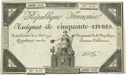 50 Livres Grand numéro FRANKREICH  1792 Ass.39a fVZ