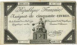 50 Livres FRANKREICH  1792 Ass.39a fVZ